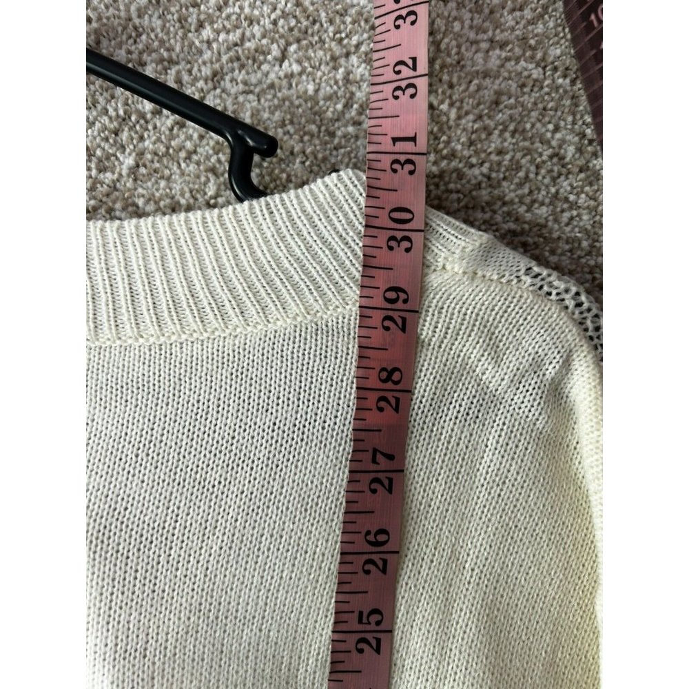 Lane Bryant Knit Cream White Balloon Sleeve Pullover V Neck Sweater Size 10/12 - Picture 7 of 7